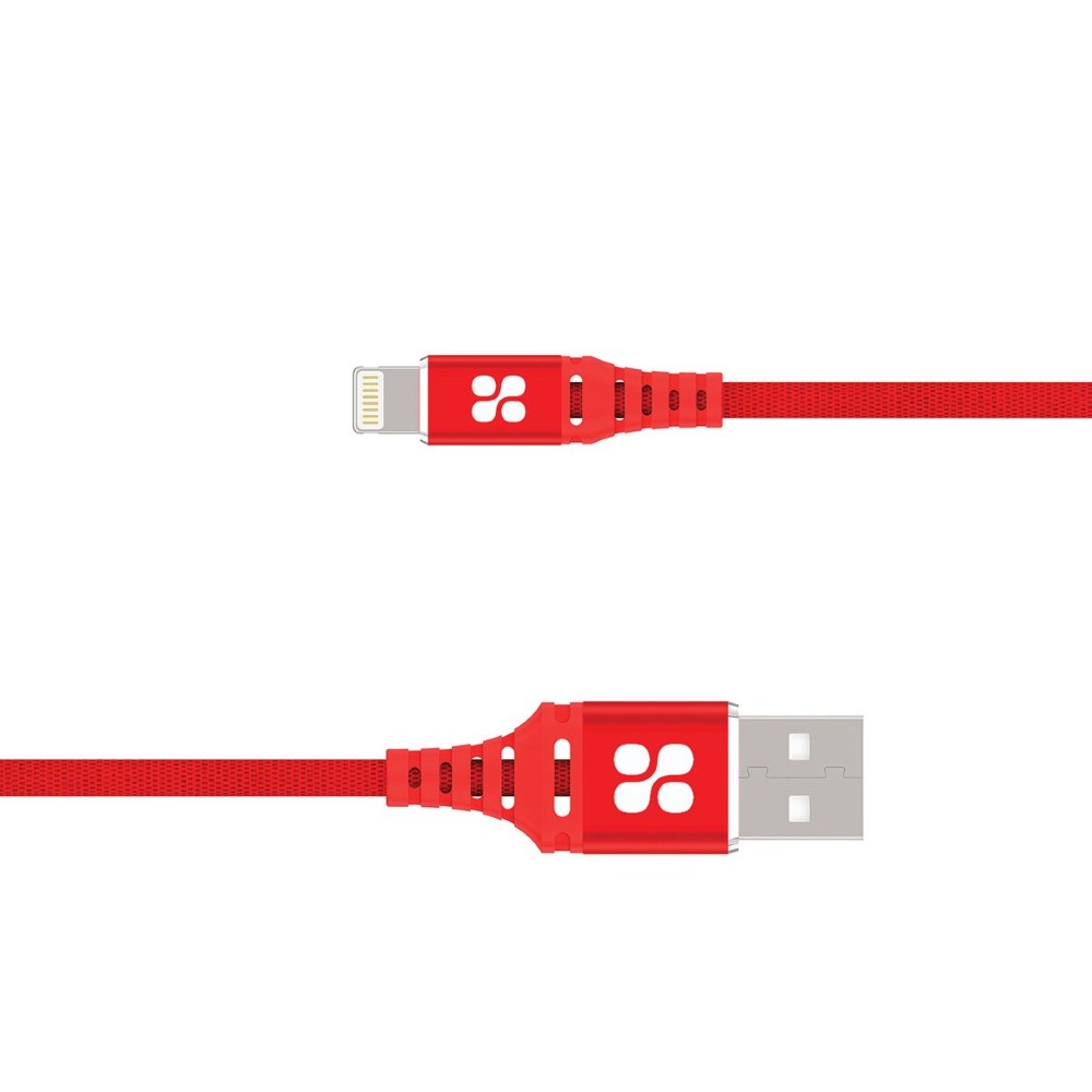Promate Nervelink-i2 Red MFi Certified Nylon Mesh Braided USB-A to Lightning Cable 2M