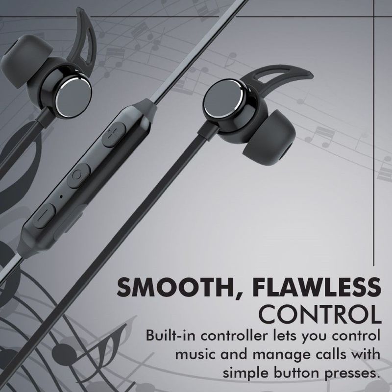 Promate Flow Black Bluetooth Water-Resistant Sporty Earphones