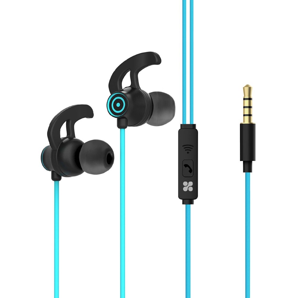 Promate Swift Blue Heavy Bass Wired Earphones with In-Line Mic