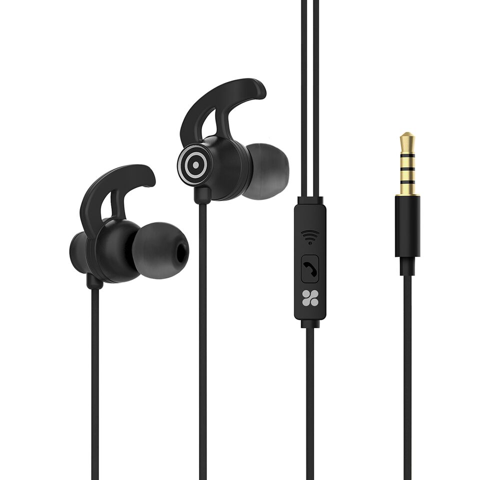 Promate Swift Black Heavy Bass Wired Earphones with In-Line Mic