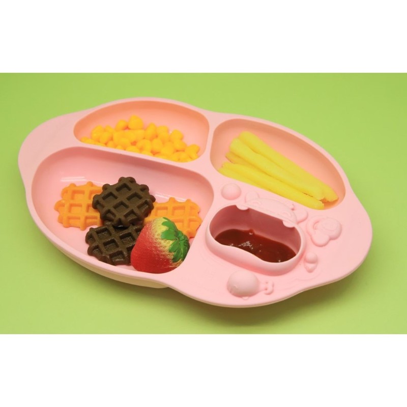 Marcus N Marcus Yummy Dips Suction Divided Plate Pokey Pink