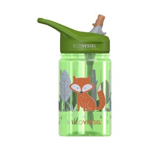 EcoVessel Fox splash Kids Water Bottle With Flip Straw 350ml