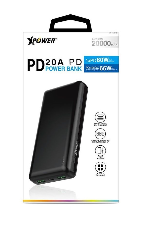 XPower PD20A 20000mAh 66W PD Power Bank Black
