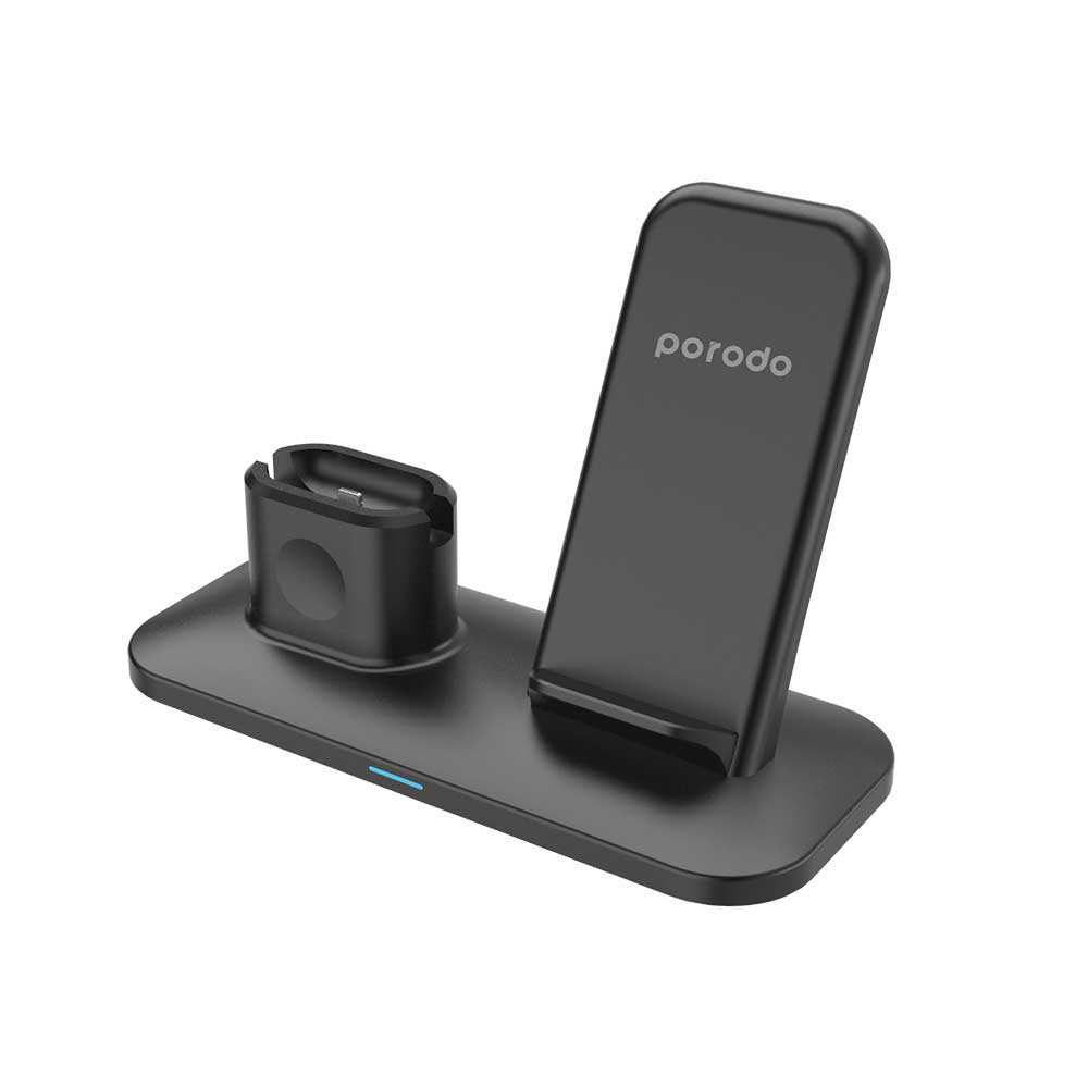 Porodo 3-in-1 Black Charging Dock for Apple Watch/AirPods/iPhone