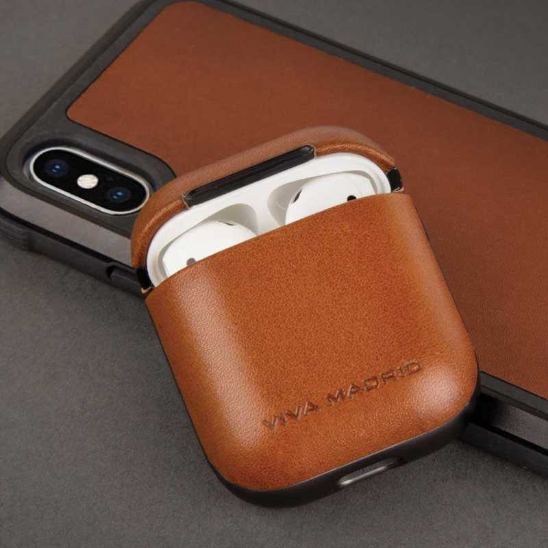 Viva Madrid Airex Vellum Leather Case Brown for Apple AirPods 1