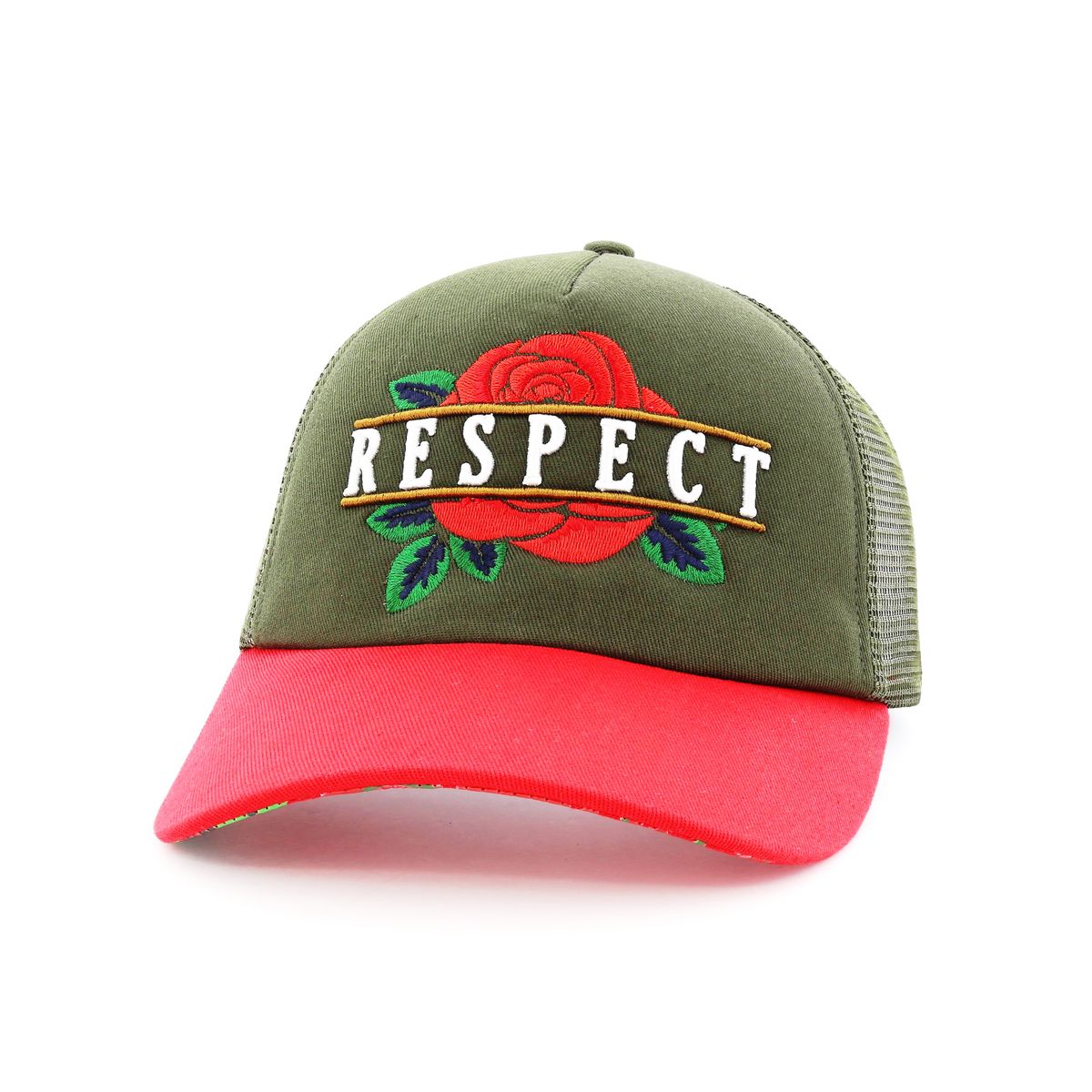 B180 Respect Flower Men's Trucker Cap Red/Green