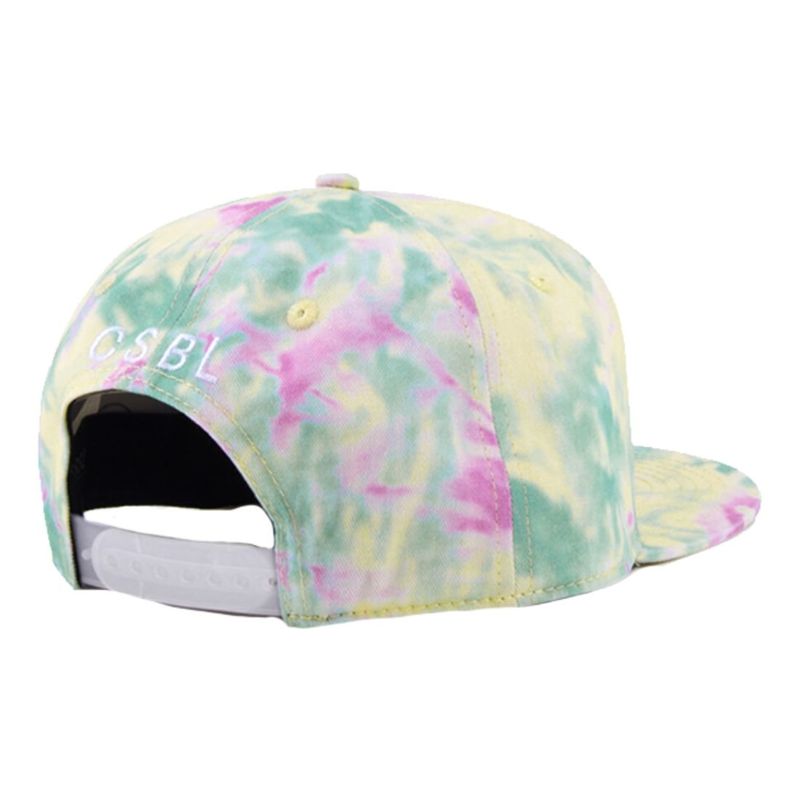 Meaning of Life Tie Dye Snapback Men's Cap Yellowith Pale Pink