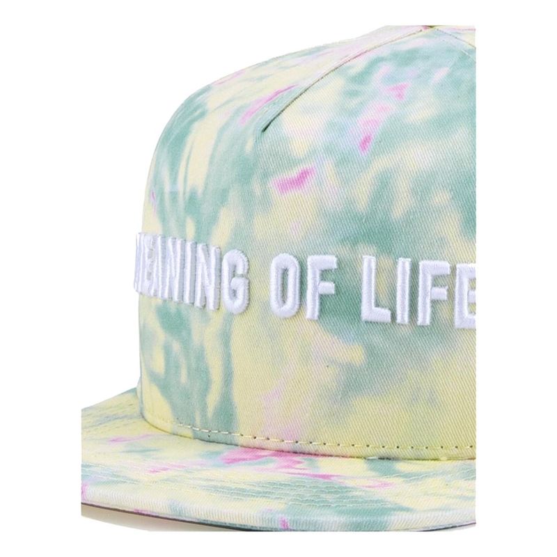 Meaning of Life Tie Dye Snapback Men's Cap Yellowith Pale Pink