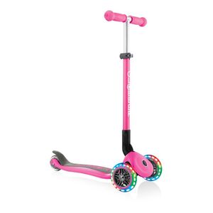 Globber Primo Foldable Scooter with Lights - Deep Pink