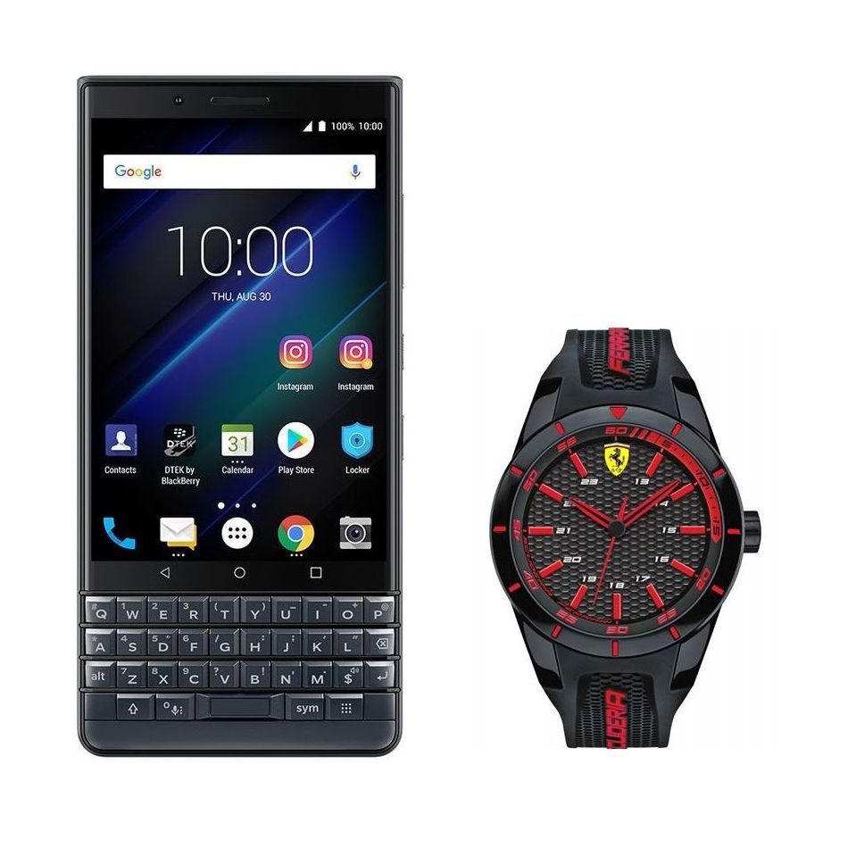 BlackBerry KEY2 Smartphone 64GB Dual SIM Slate + Scuderia Ferrari Watch