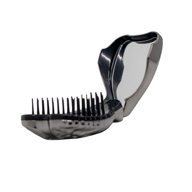Tangle Angel Compact Hair Brush Titanium with Mirror