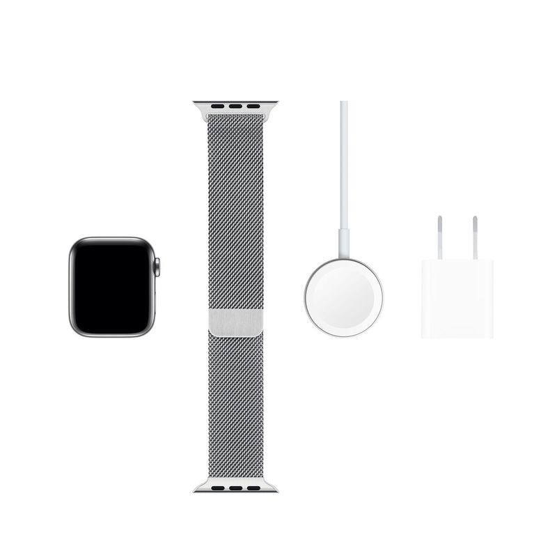 Apple Watch Series 5 GPS + Cellular 40mm Stainless Steel Case with Stainless Steel Milanese Loop