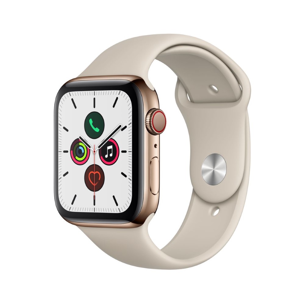 Apple Watch Series 5 GPS + Cellular 44mm Gold Stainless Steel Case with Stone Sport Band S/M & M/L