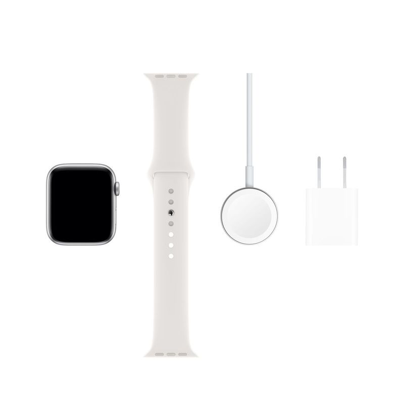 Apple Watch Series 5 GPS 44mm Silver Aluminium Case with White Sport Band S/M & M/L