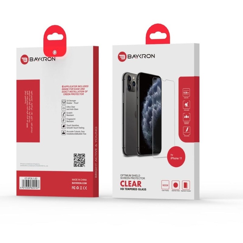 Baykron Ot-Ipc6.1-2D Clear Tempered Glass for iPhone 11