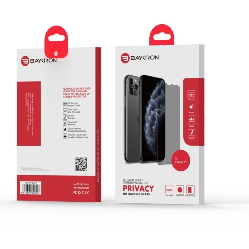 Baykron Ot-Ipp6.1-P Privacy Tempered Glass for iPhone 11