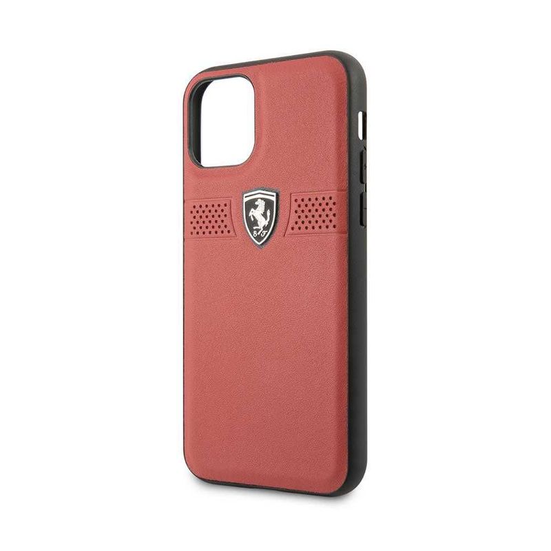 Ferrari Off Track Grained Leather Hard Case Red for iPhone 11 Pro