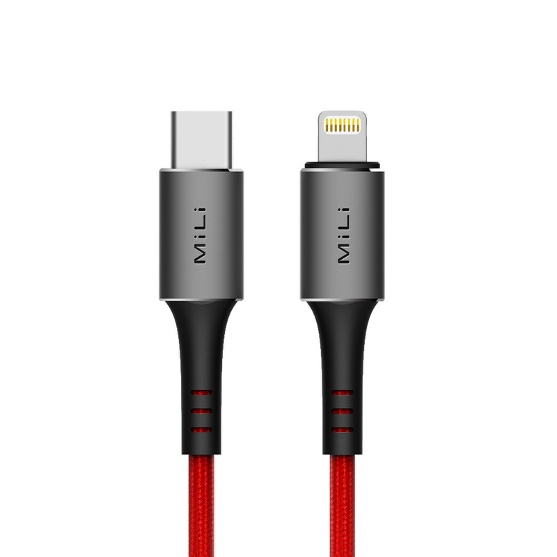 MiLi Braided Type-C to Lightning Cable Red