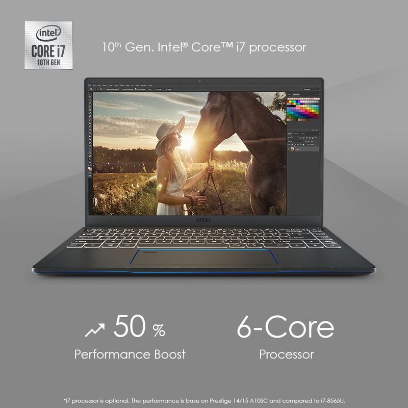 MSI PresTige 14 10SC Gaming Laptop i7-1071OU/16GB/1TB SSD/NVIDIA GeForce GTX 1650 Max-Q 4GB/14-inch FHD/60 Hz/Windows 10/Black