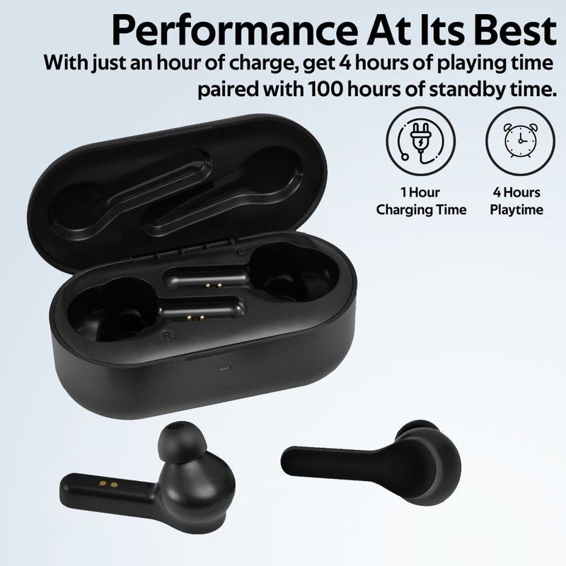 Promate Trueblue-4 Bluetooth V5.0 Tws Earphones With 500mAh Charging Case Black