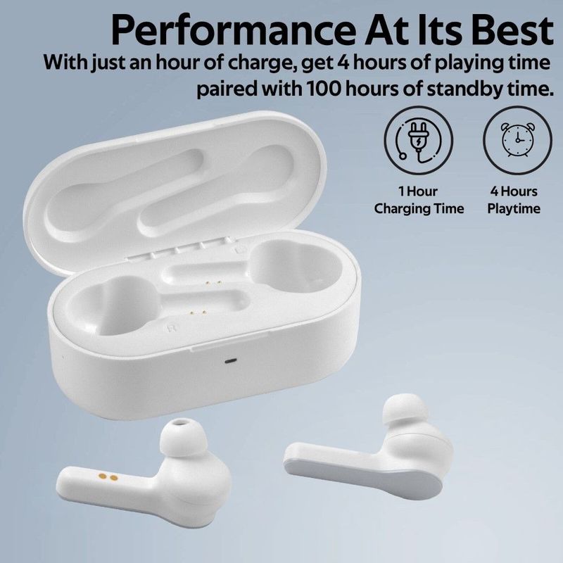 Promate Trueblue-4 Bluetooth V5.0 Tws Earphones With 500mAh Charging Case White