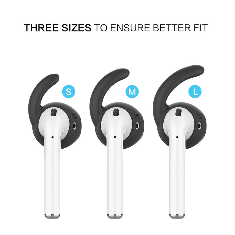 Baykron PT60 Silicon Tips Black for AirPods (3 Sizes)