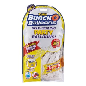 Bunch O Balloons Party 24 Self-Closing Latex Balloons Refill Pack White