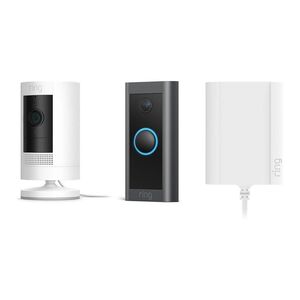 Ring 3-in-1 Starter Pack - Stick Up Cam Plug-In + Video Doorbell Wired + Plug-In Adapter 2nd Gen
