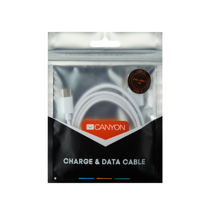 Canyon UC-1 Type-C Charge & Data Transfer Cable White 1m