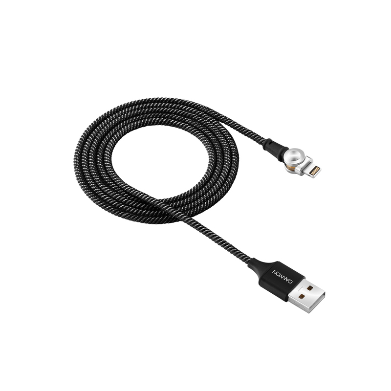 Canyon CFI-8 Lightning Charging Cable with Magnetic Rotating System Black 1m
