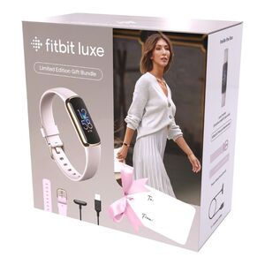 Fitbit Luxe Lunar White/Soft Gold Fitness + Wellness Tracker Limited Edition Gift Bundle