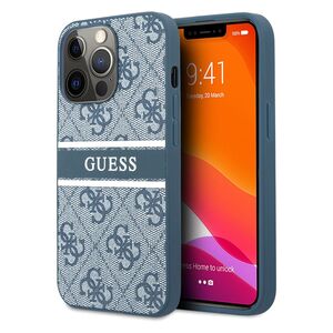 Guess 4G PU Leather Case with Printed Stripe for iPhone 13 Pro Max Blue