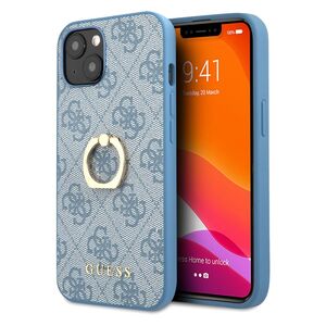 Guess PU Leather 4G Case with Ring Stand for iPhone 13 Blue