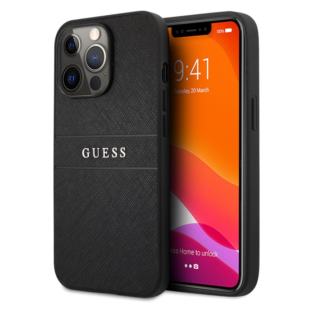 Guess PU Leather Case Saffiano for iPhone 13 Pro Black