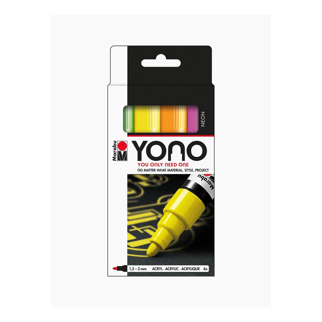 Marabu Yono Neon Marker 1.5 To 3 mm Set (Set Of 4)