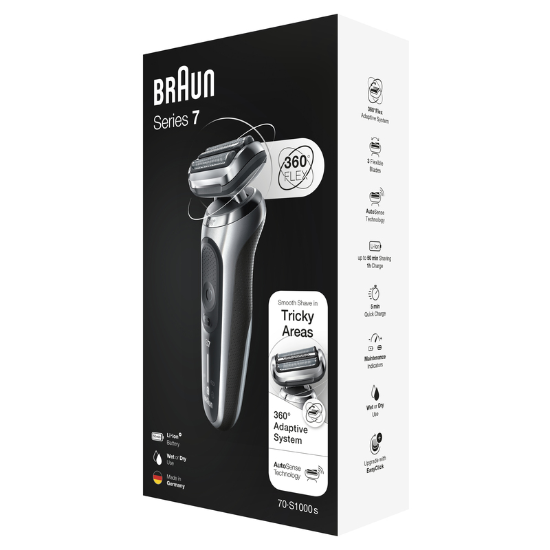 Braun Series 7 70-S1000S Wet & Dry Shaver With Travel Case Silver