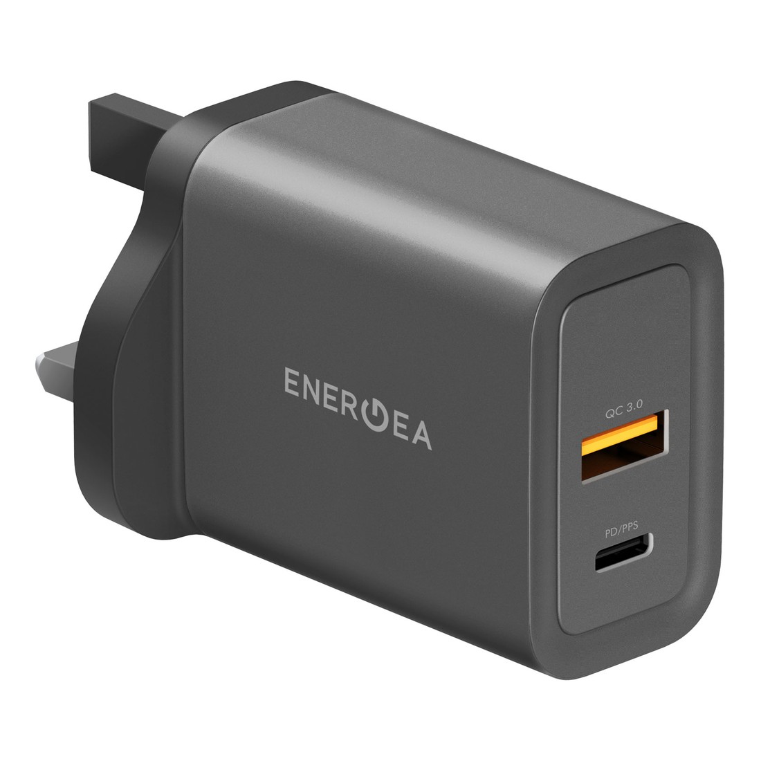 ENERGEA AmpCharge PD30+ wall charger UK with Power Delivery Gunmetal