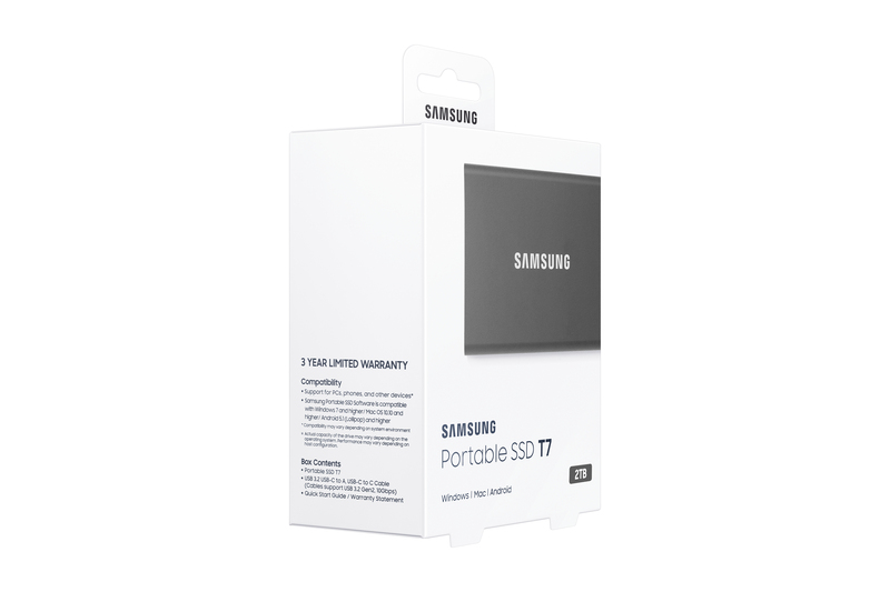 Samsung T7 Portable SSD USB 3.2 2TB Gray