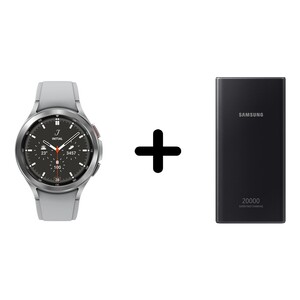 Samsung Galaxy Watch 4 Classic 46mm Silver + Samsung EB-P5300 20000mAh Power Bank (Bundle)