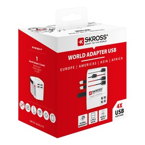 Skross MUV USB 4XA World Travel Adapter White