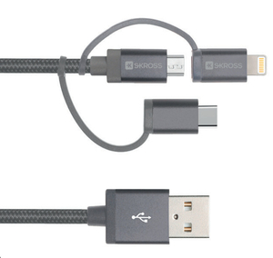 Skross 3 In 1 Charging Cable 0.3m Space Gray