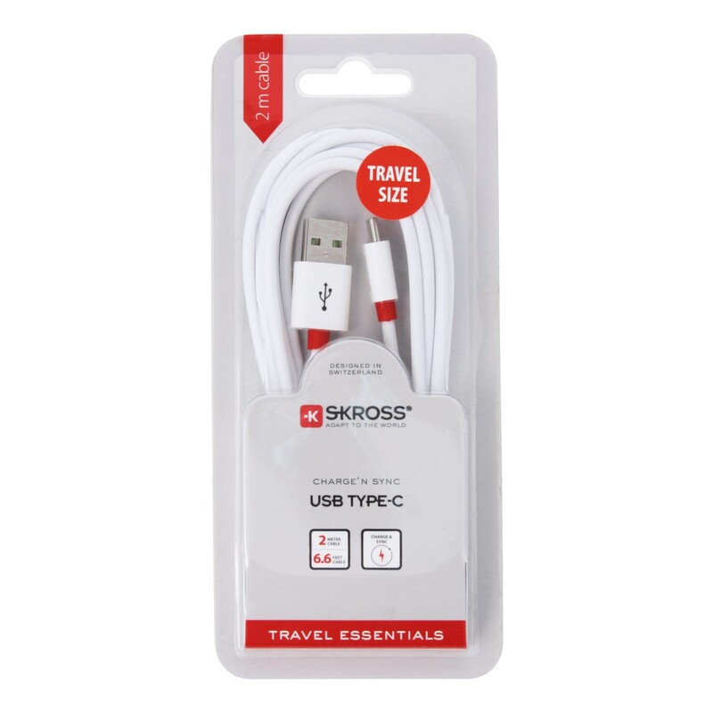 Skross Charge N Sync USB Type-C To USB-A Charging Cable 2m White