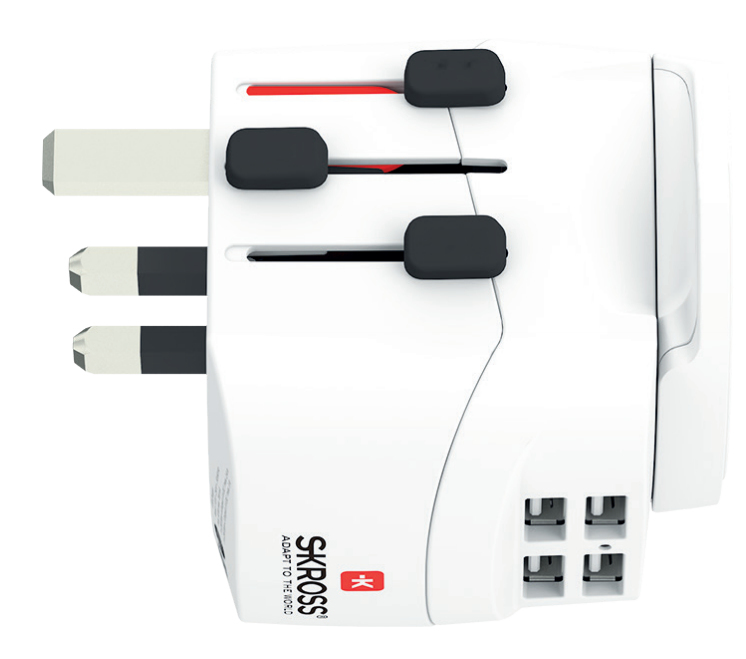 Skross Pro Light USB 4XA World Travel Adapter White
