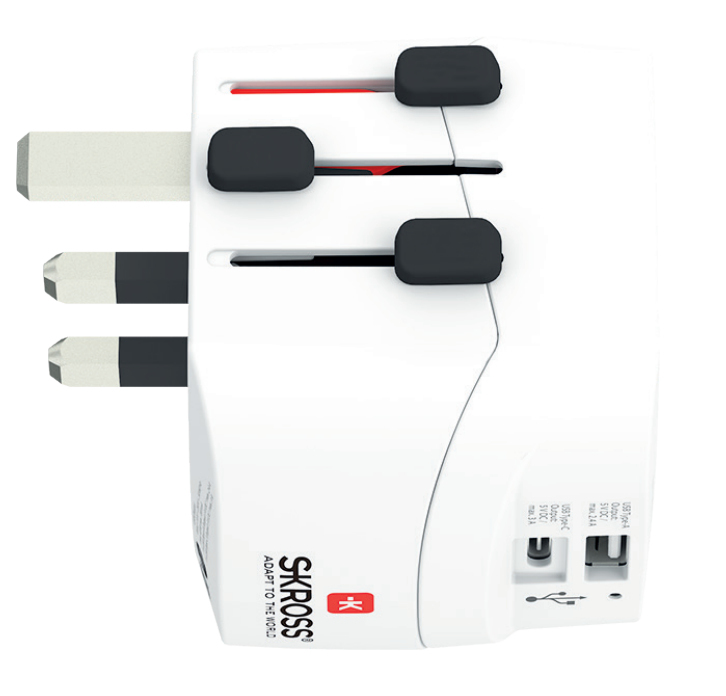 Skross Pro Light USB AC World Travel Adapter White