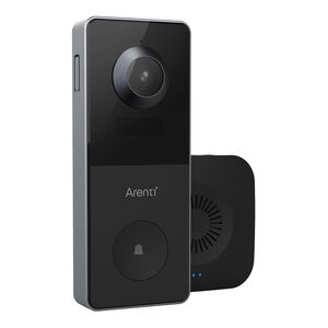 Arenti VBELL1 Outdoor Battery Powered Doorbell 2K Wi-Fi Video - Wireless Chime Black