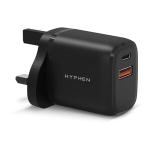 HYPHEN Dual Port PD Power Adaptor 20W UK Plug Black