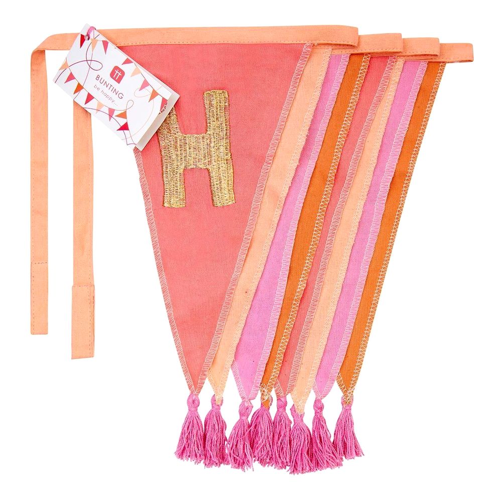 Talking Tables We Heart Birthdays Fabric Embroidered Bunting Pink (3m/10ft)