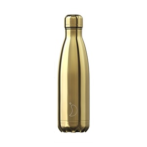 Chilly's Bottles Chrome Stainless Steel Water Bottle Gold 500ml