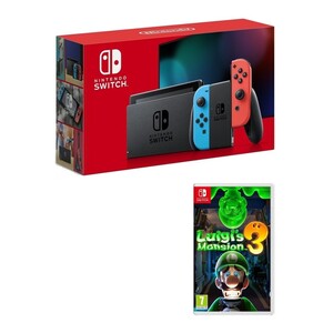 Nintendo Switch Extended Battery Console with Neon Joy-Con + Luigi's Mansion 3 (Bundle)