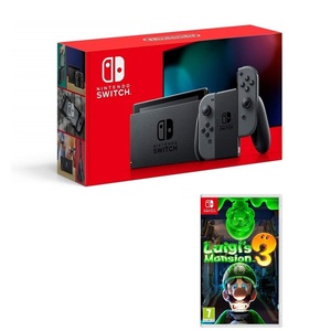 Nintendo Switch Extended Battery Console with Grey Joy-Con + Luigi's Mansion 3 (Bundle)